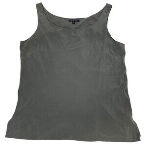 Lafayette 148 New York Silk Tank Top Womens 24 (3X) Muted Green Sleeveless